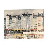 Acrylic Honfleur on canvas 40 x 60 signed