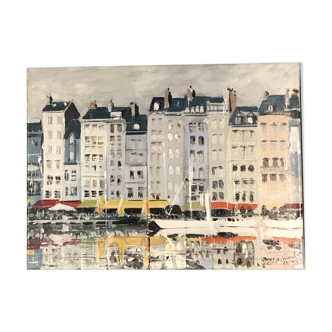 Acrylic Honfleur on canvas 40 x 60 signed