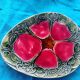 Set of art nouveau slurry consisting of a large dish and 3 small collector's jars