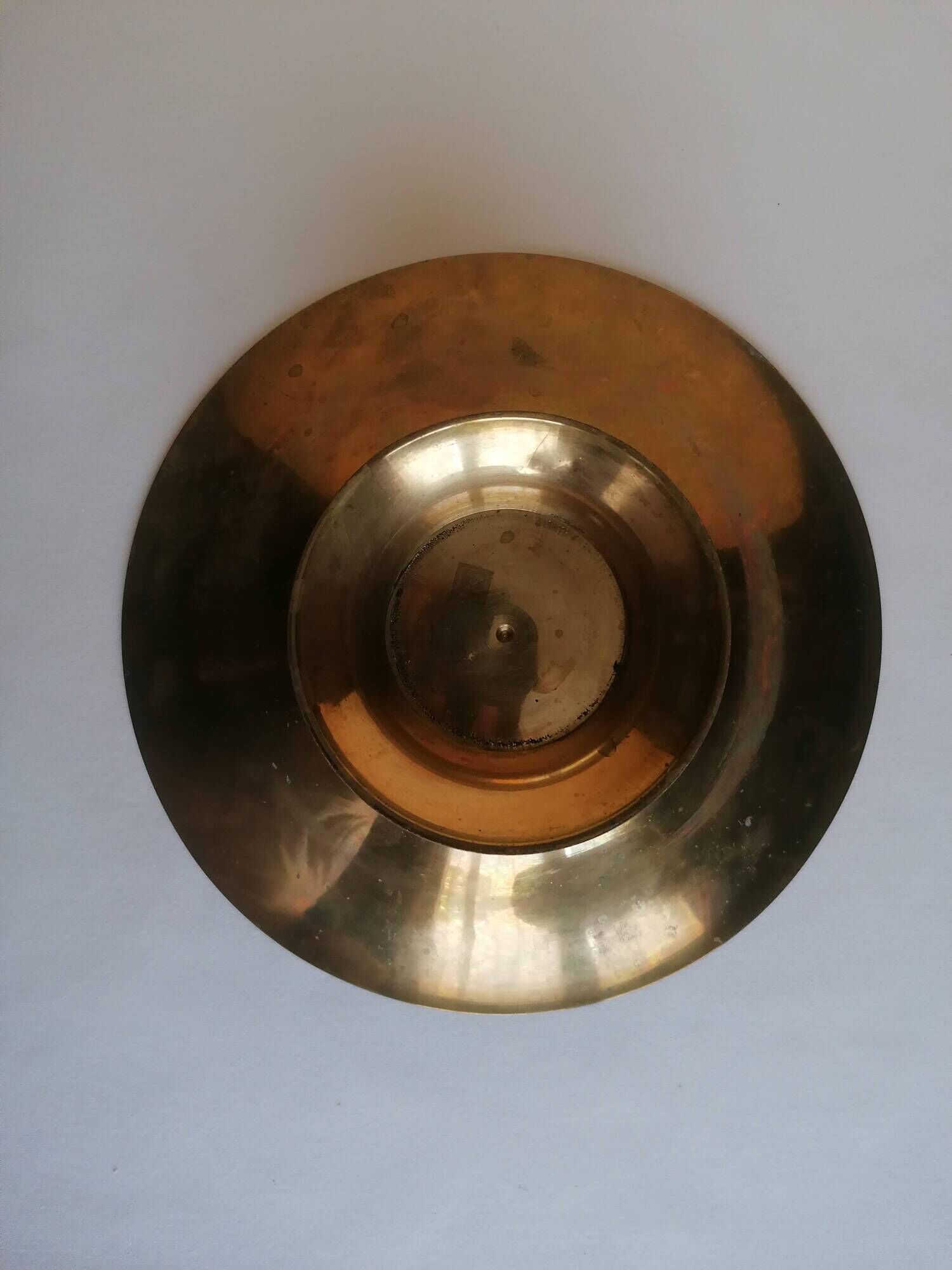 Enamelled brass compote with dragonfly decoration.