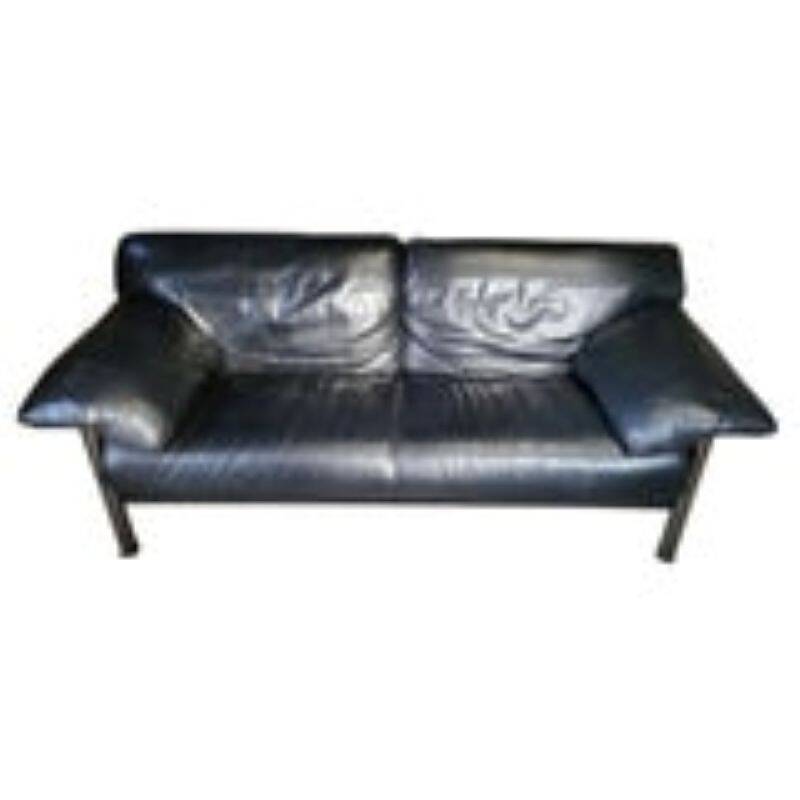 Pierluigi Cerri sofa model Pause signed Poltrona Frau in Black leather Design