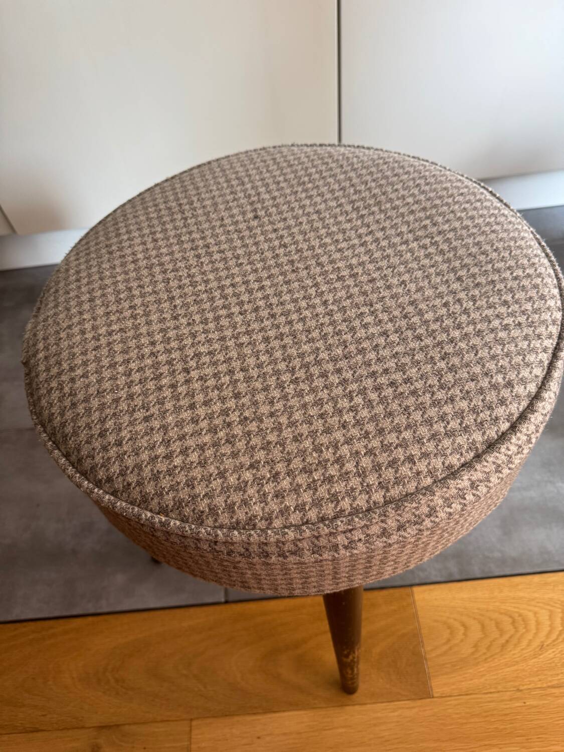 Wooden and wool stool