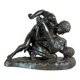 Large bronze after the antique preserved in the Uffizi in Florence, the wrestlers around 1880.