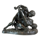 Grand bronze d’après l’antique conservé aux Offices à Florence, les lutteurs vers 1880