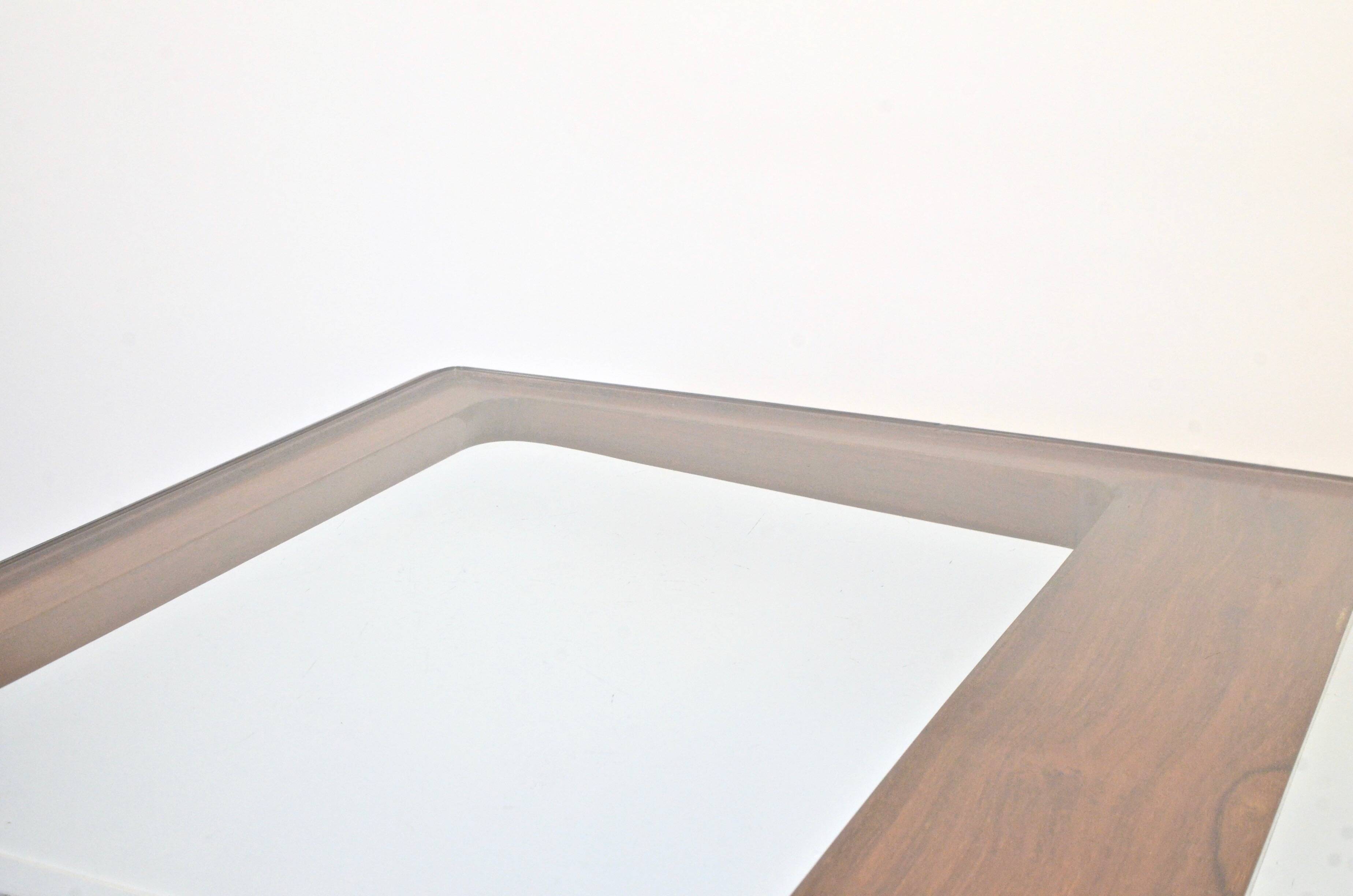 Table à manger italienne du milieu du siècle en acajou, laiton et marbre. Fr