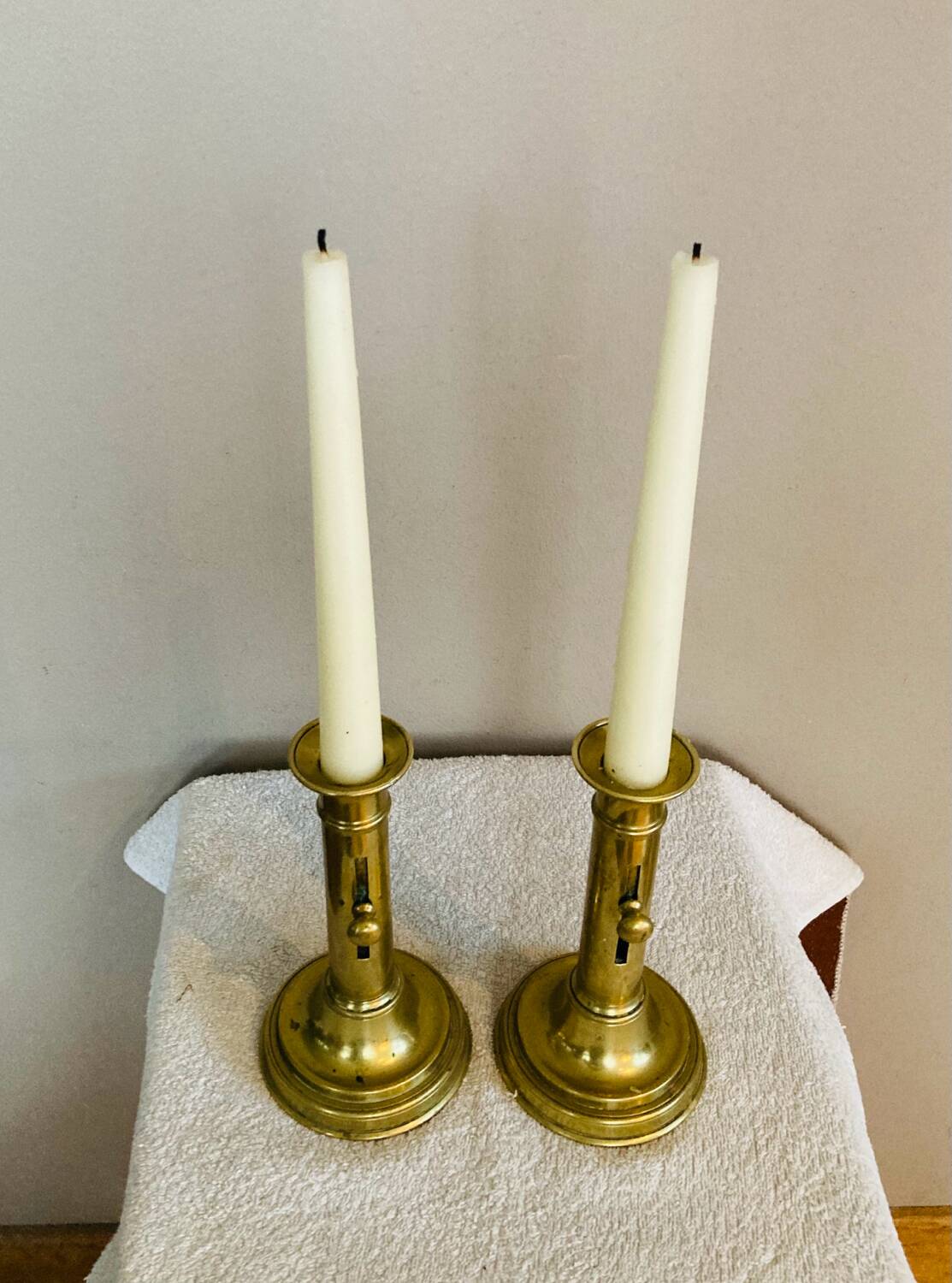 Pair of Louis Philippe candlesticks from the 19th century in solid brass