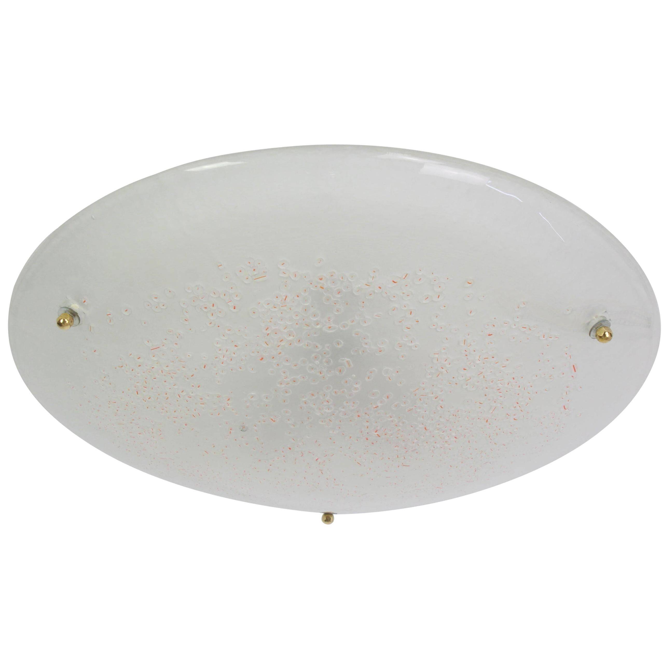 Plafonnier rond en verre Murano par Hillebrand, Allemagne, années 1970