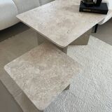 2 rectangular coffee tables in travertine