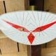 Vintage triangular ceiling light in glass and brass circa 1970s.