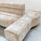 Beige chenille sectional sofa, 3 pieces, 1970s