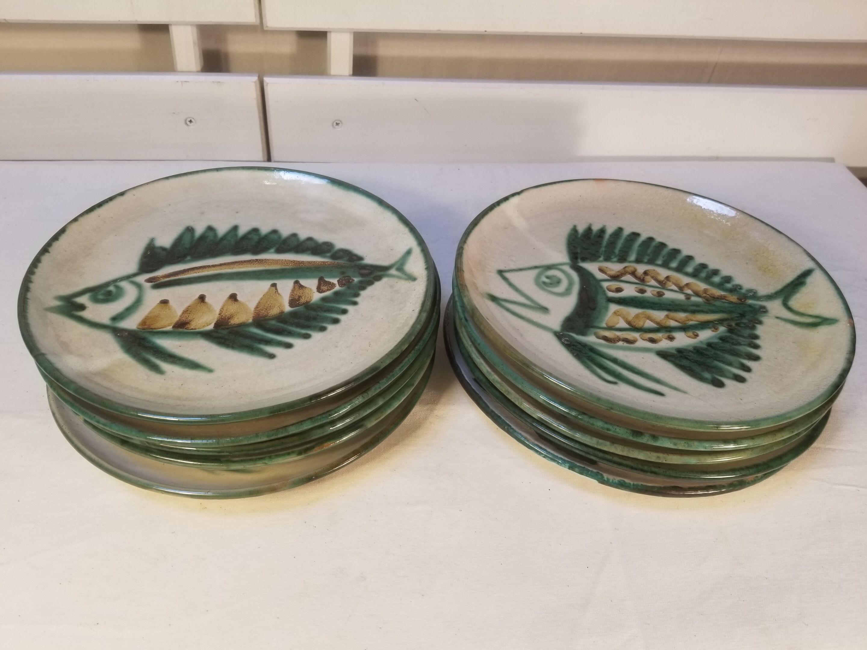 Series of 10 flat plates robert picault - 60s - fish series