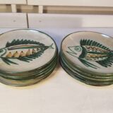 Series of 10 flat plates robert picault - 60s - fish series