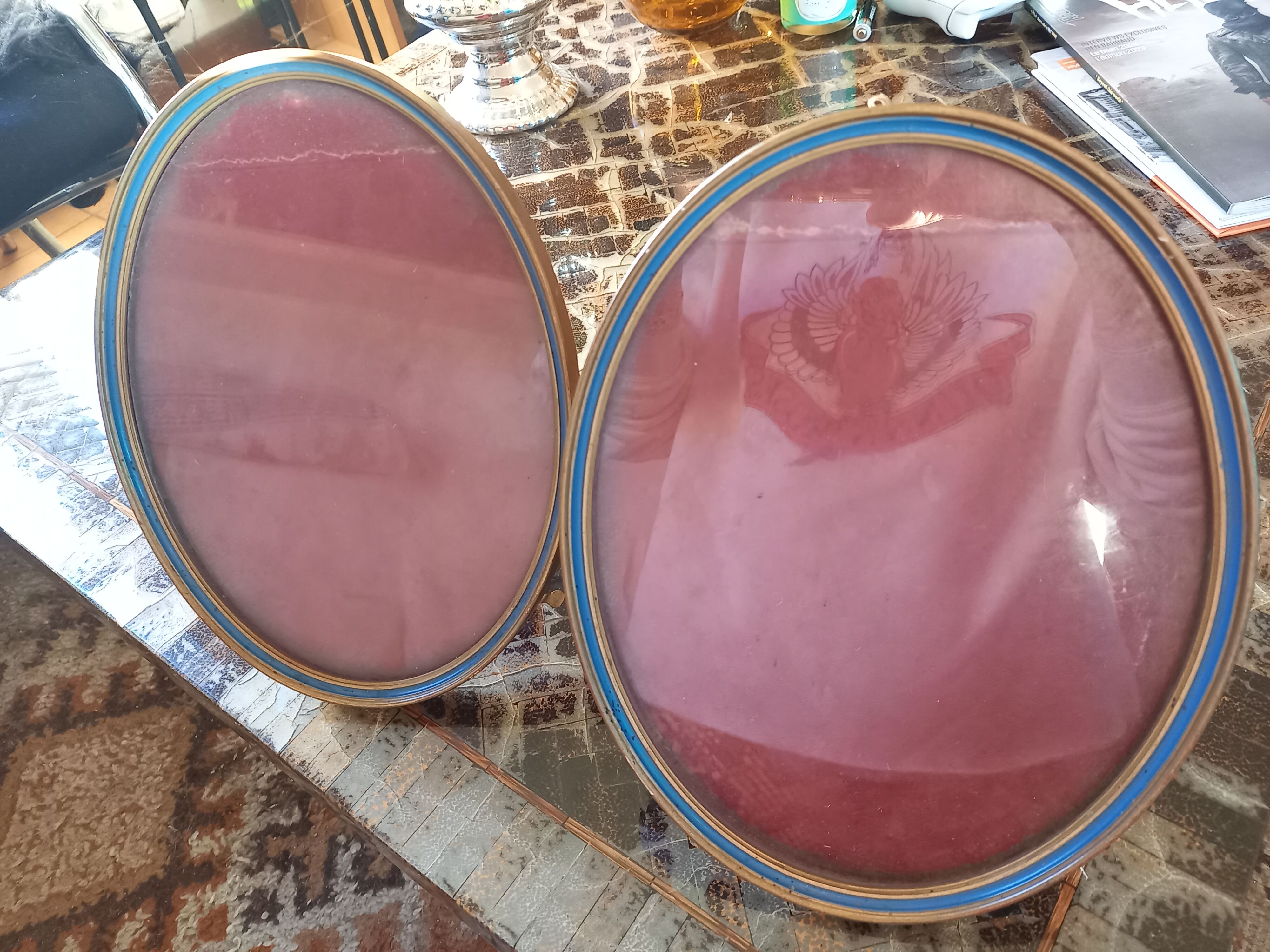 Lot 2 oval frames style art deco vintage