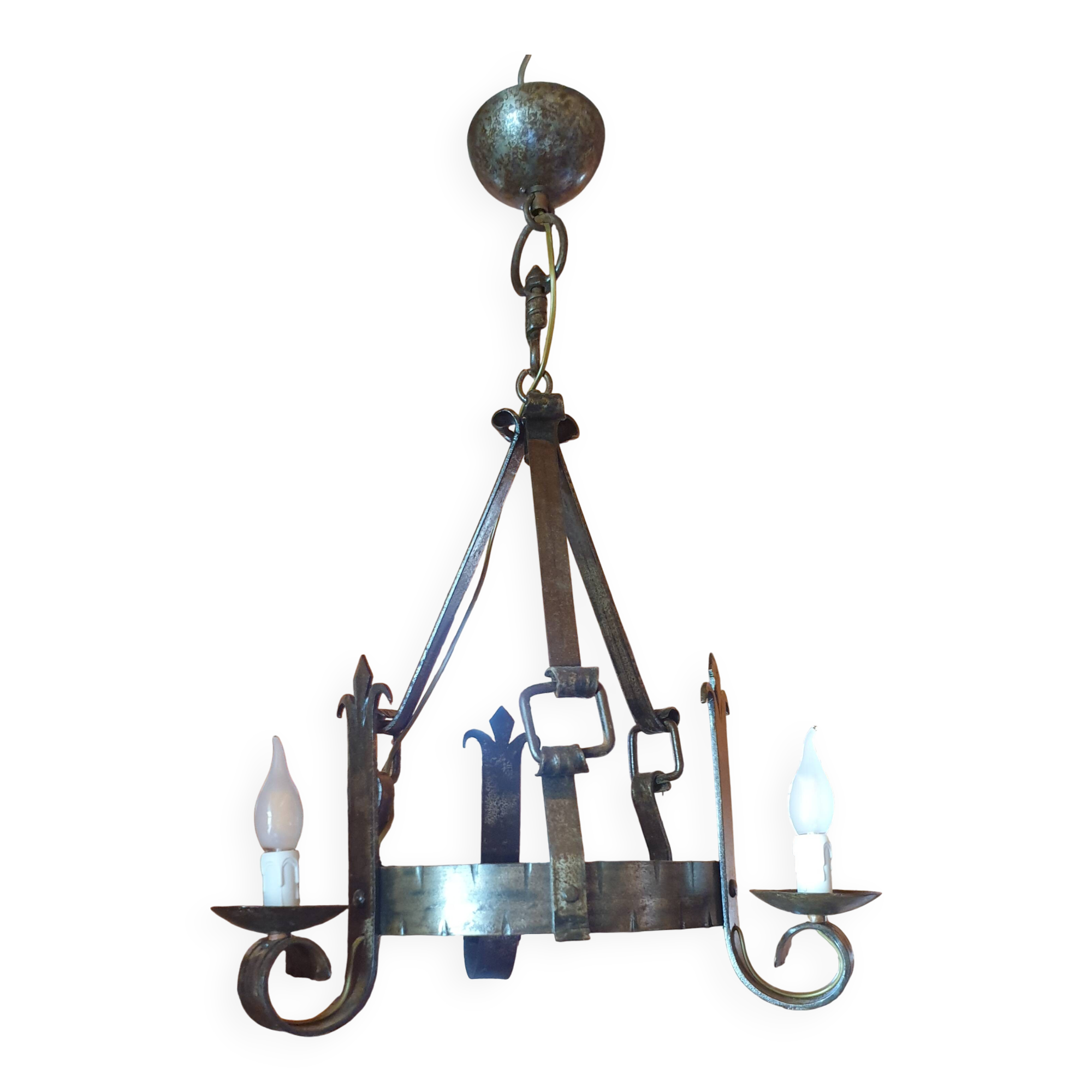 chandelier - wrought iron ceiling light - medieval style
