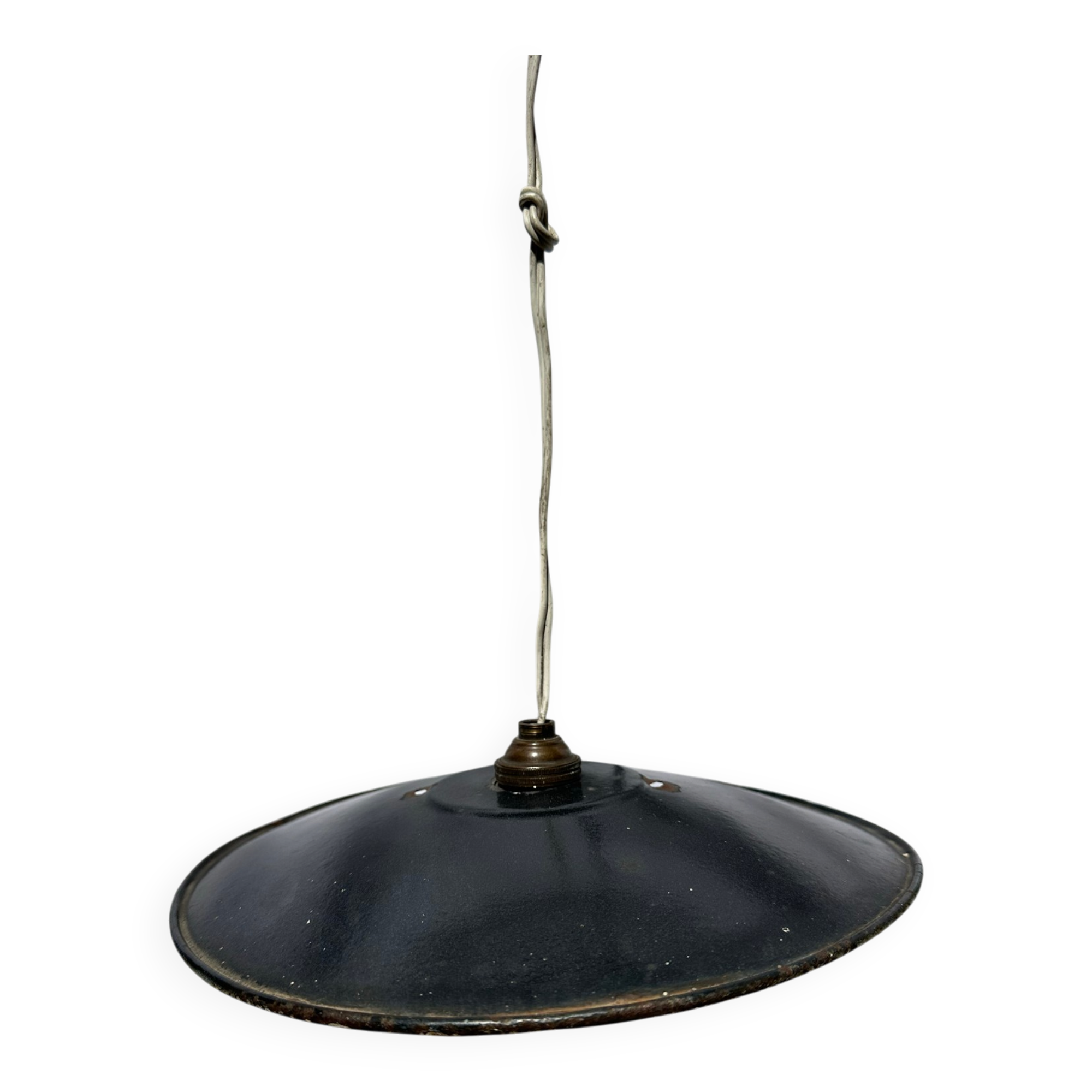 Baladeuse ancienne industrielle tôle émaillée verte et noire