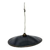 Vintage industrial lamp, green and black enamelled metal.