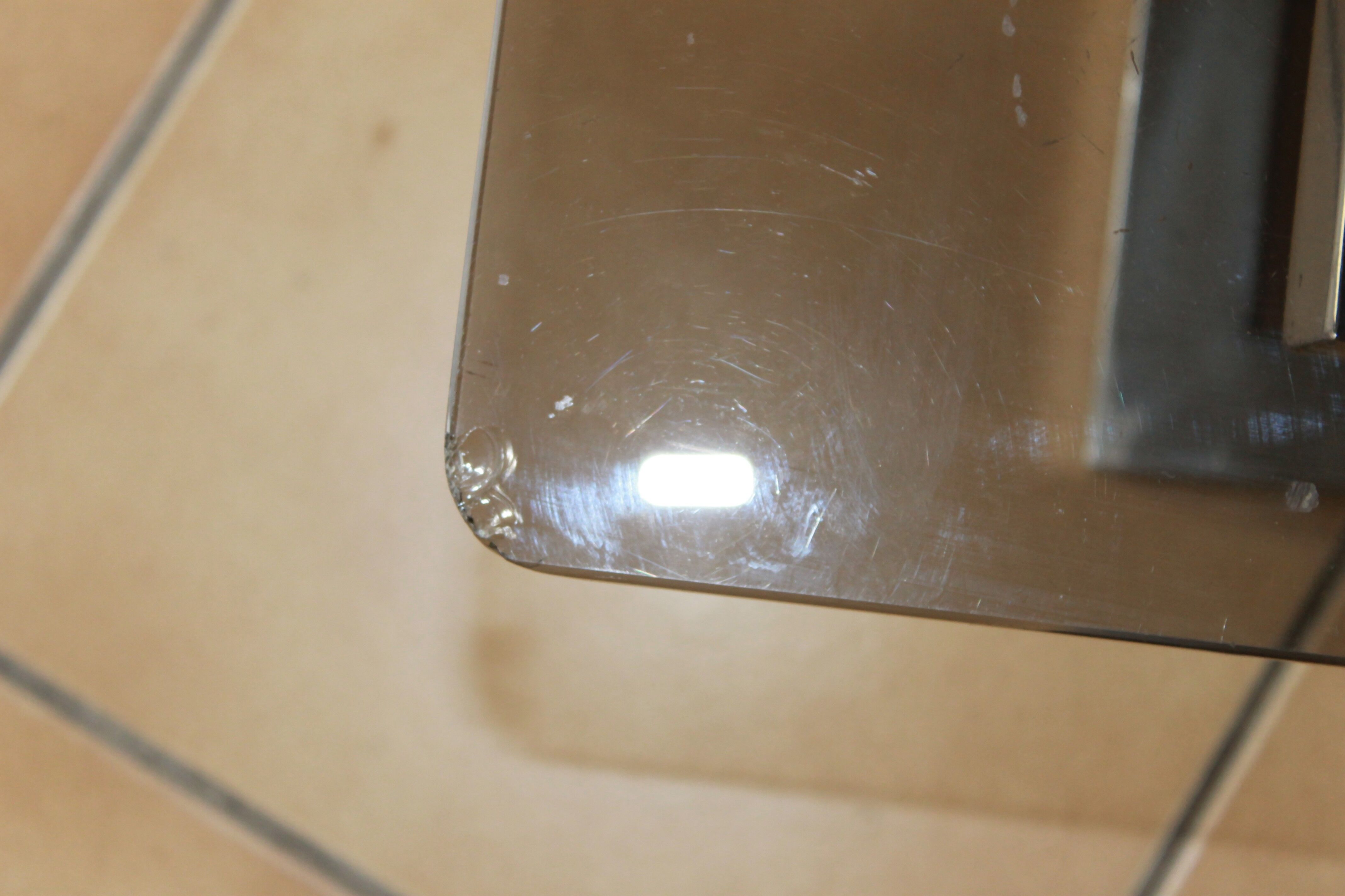 Coffee table smoked glass and chrome 1970