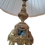 Lampada da Tavolo Vintage Stile Neoclassico in Ottone e Marmo Verde anni '5
