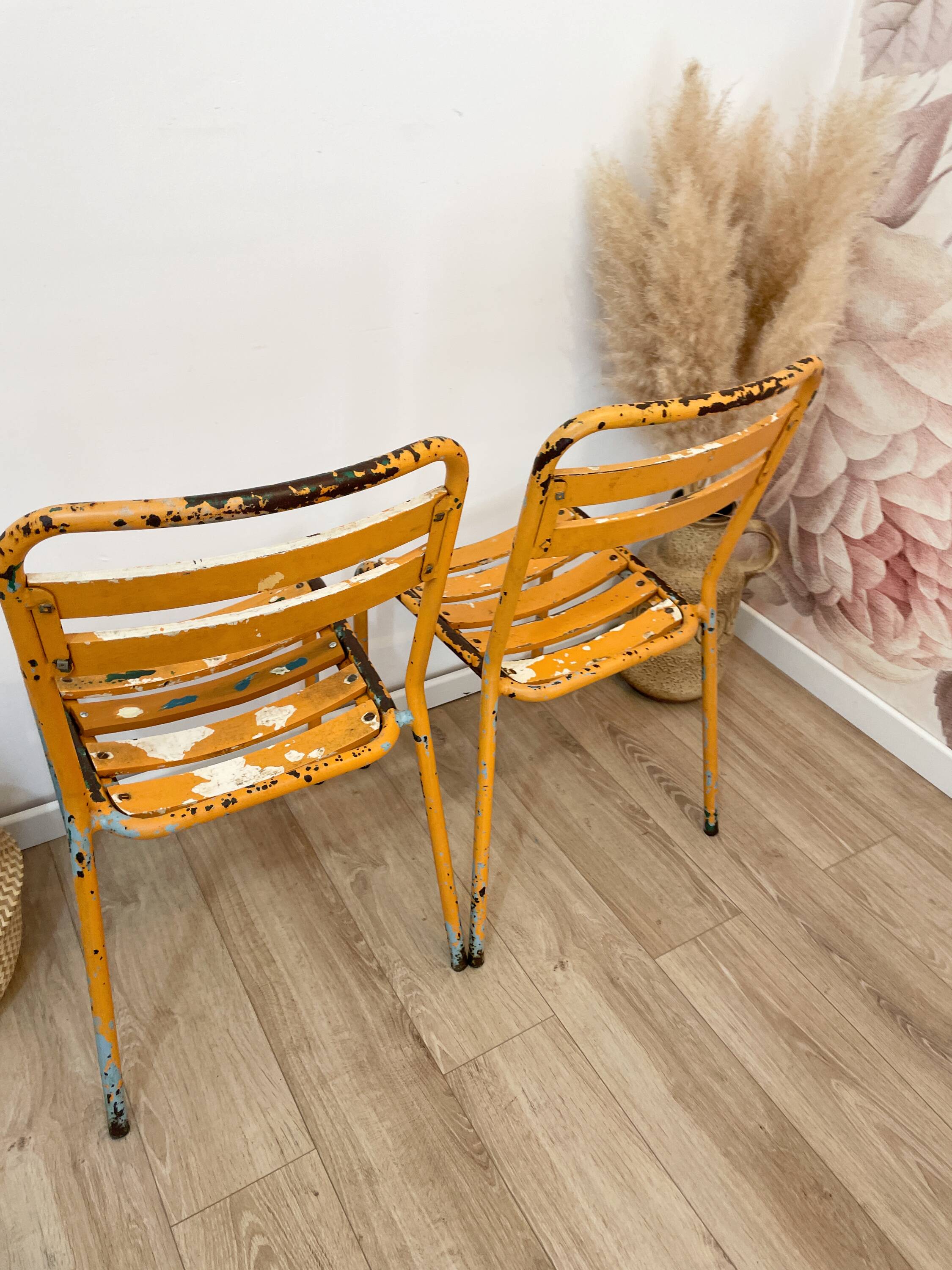 Pair of vintage bistro chairs "Street Art"