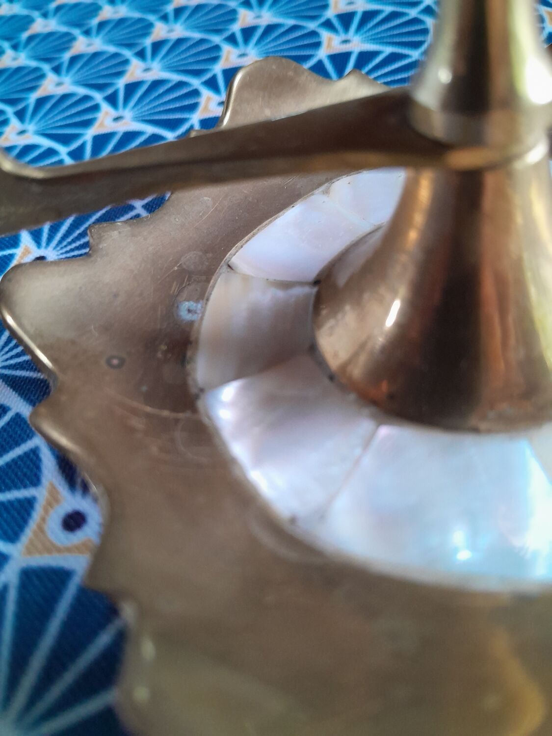 Mother-of-pearl brass candlesticks