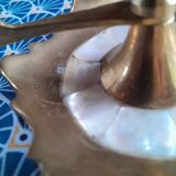 Mother-of-pearl brass candlesticks