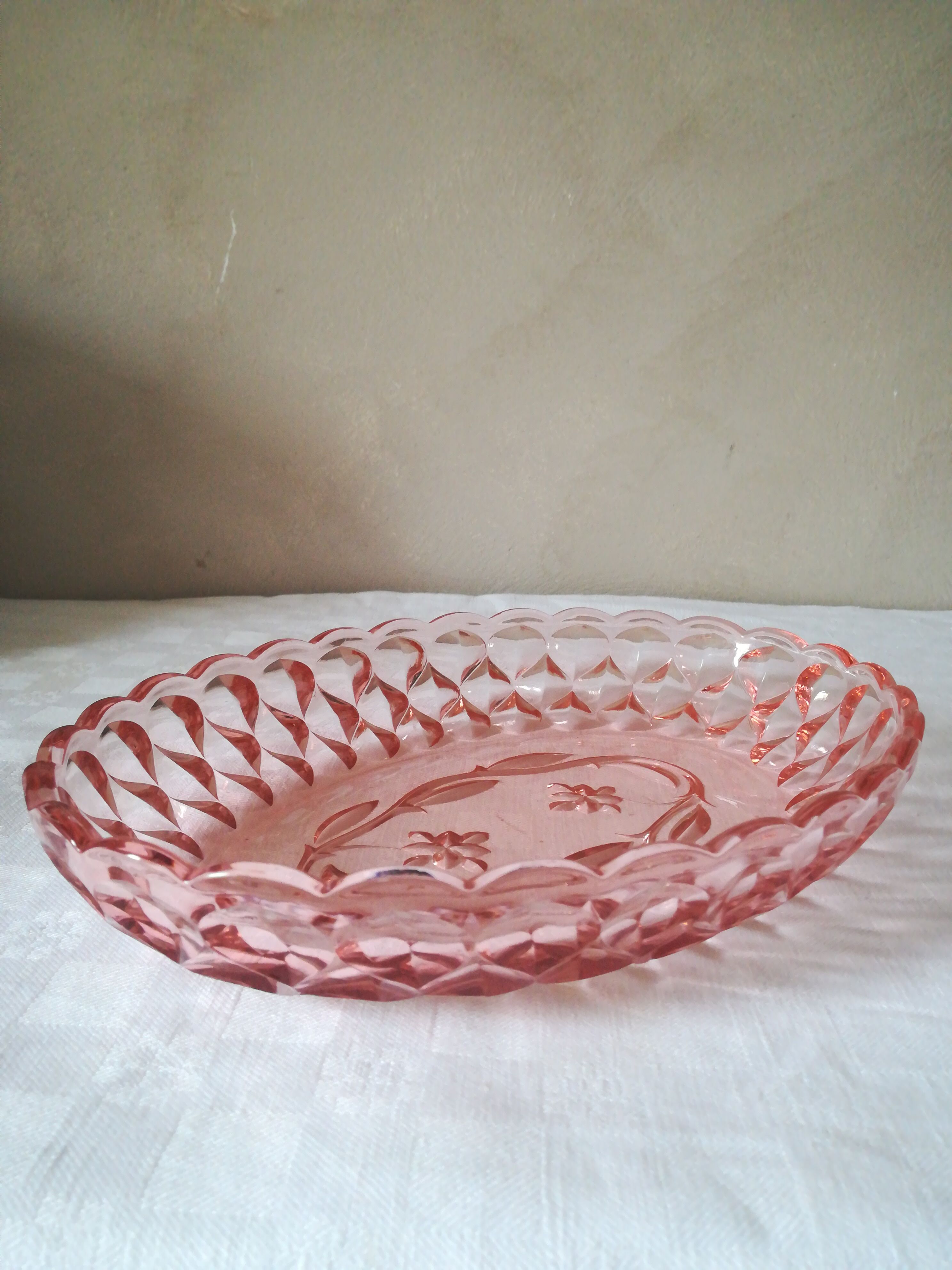 Dish has pink hors d'oeuvre