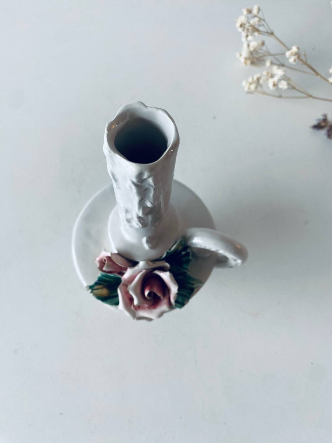 Italian slip candle holder signed