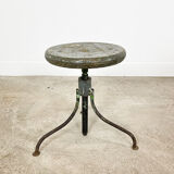 Industrial 3 legged factory swivel stool grey green