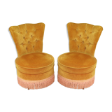 Pair of toad chairs in old gold velvet