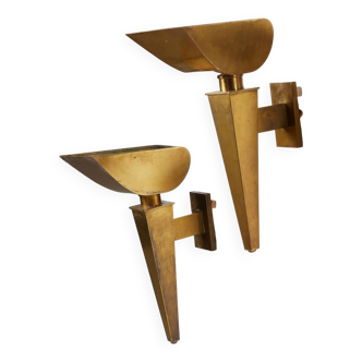 Pair of gilded brass sconces Jean-Boris Lacroix