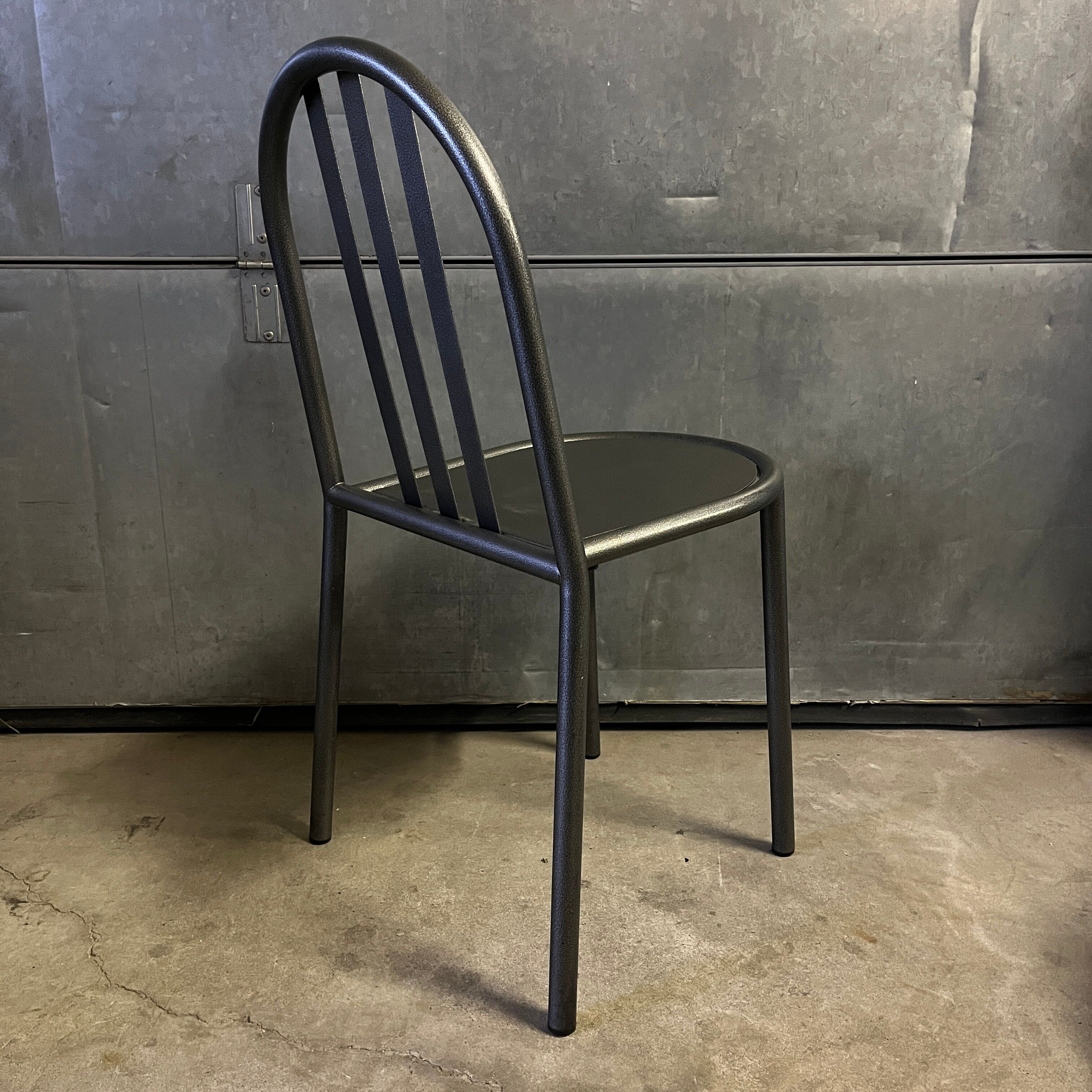 Set of 4 grey metal chairs no. 222 by Robert Mallet-Stevens, edition 80