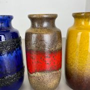 Set of Four Vintage Pottery Fat Lava Vases Made by Scheurich, Germany, 1970s