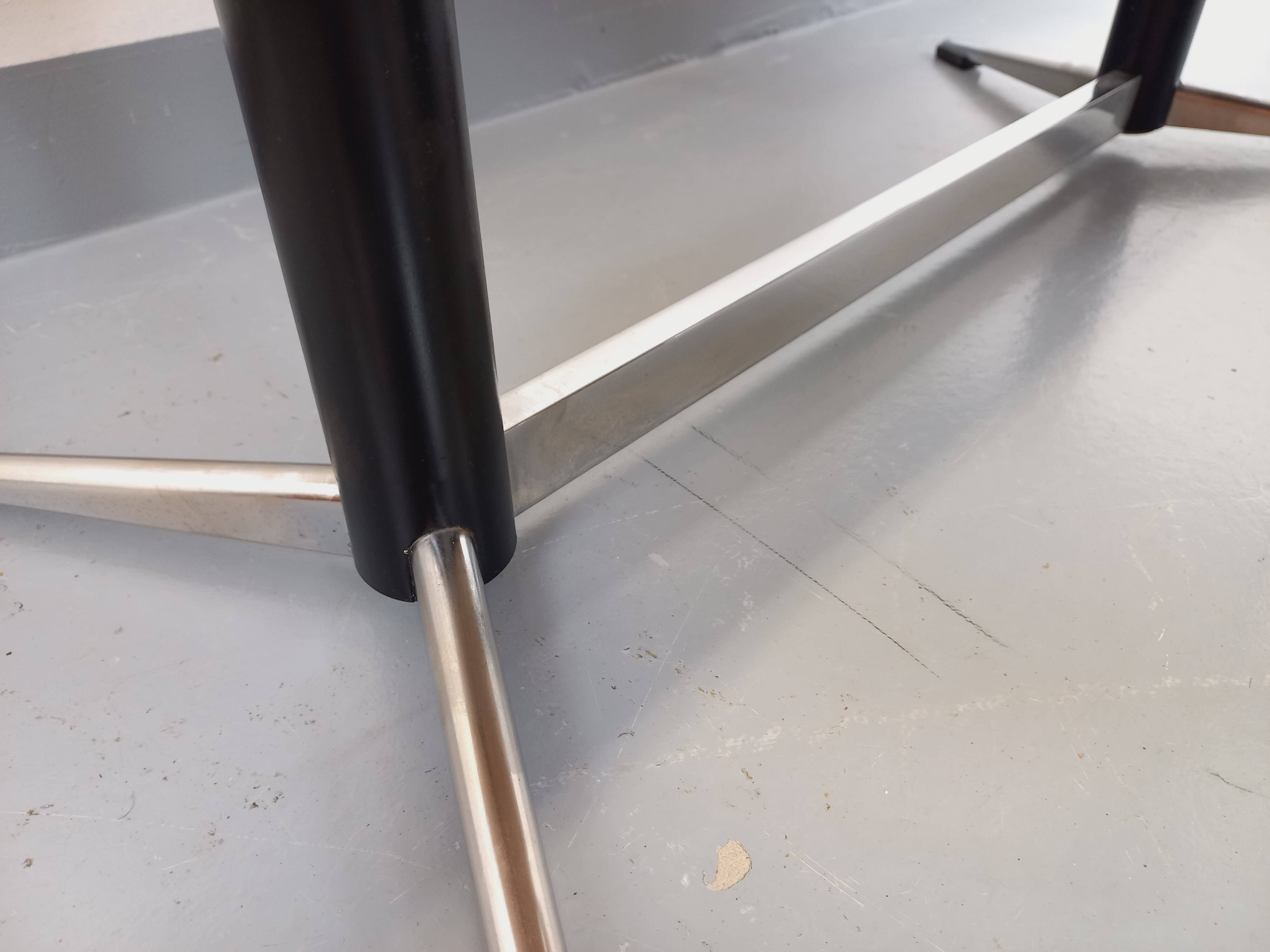 Vintage coffee table from the 60s and 70s in ceramic, wood and metal