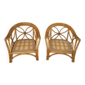 Deux grands fauteuils rotin