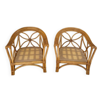 Deux grands fauteuils rotin