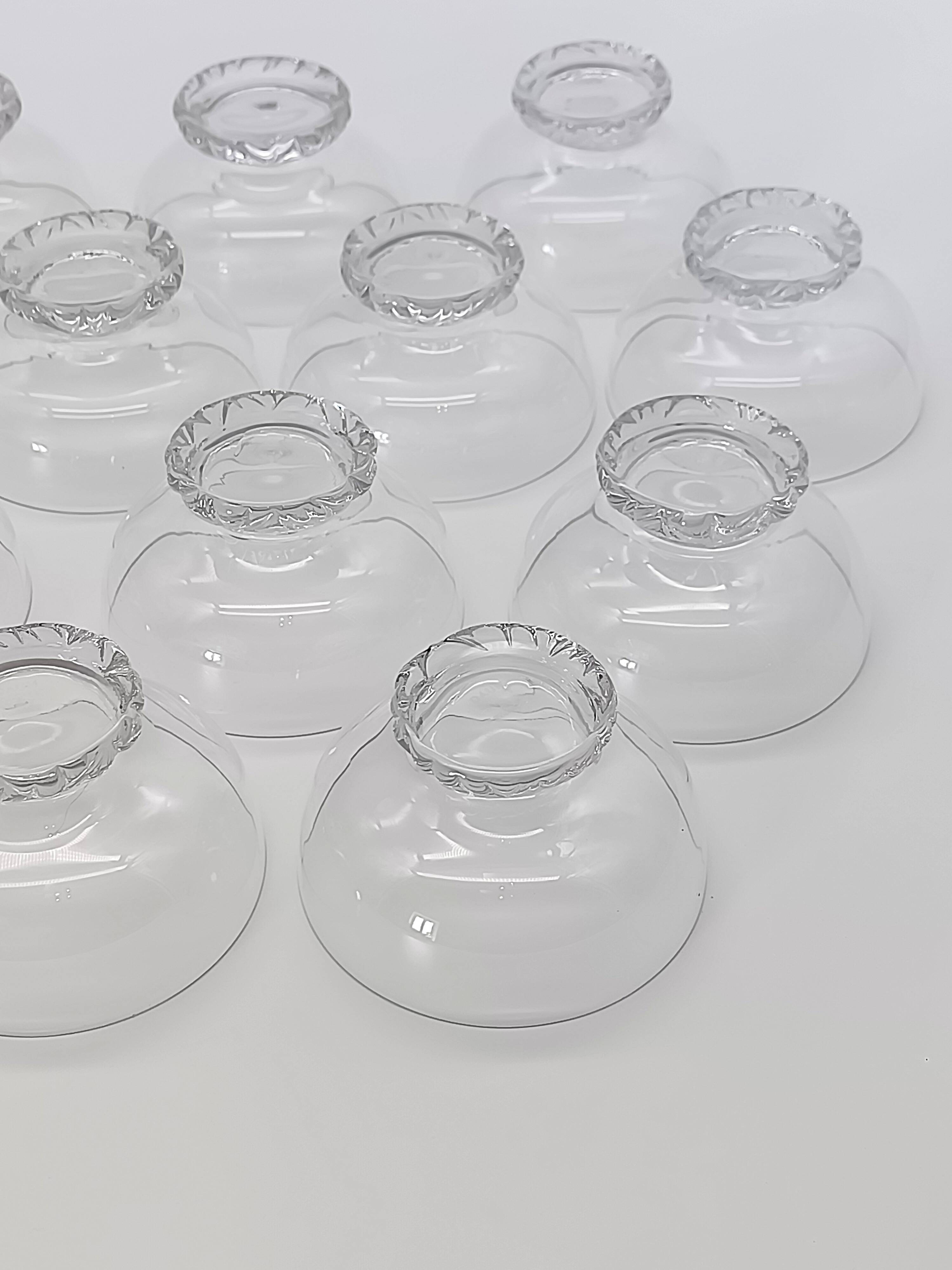 Set of 12 dessert / ice cream bowls in crystal - Daum Nancy France - Circa