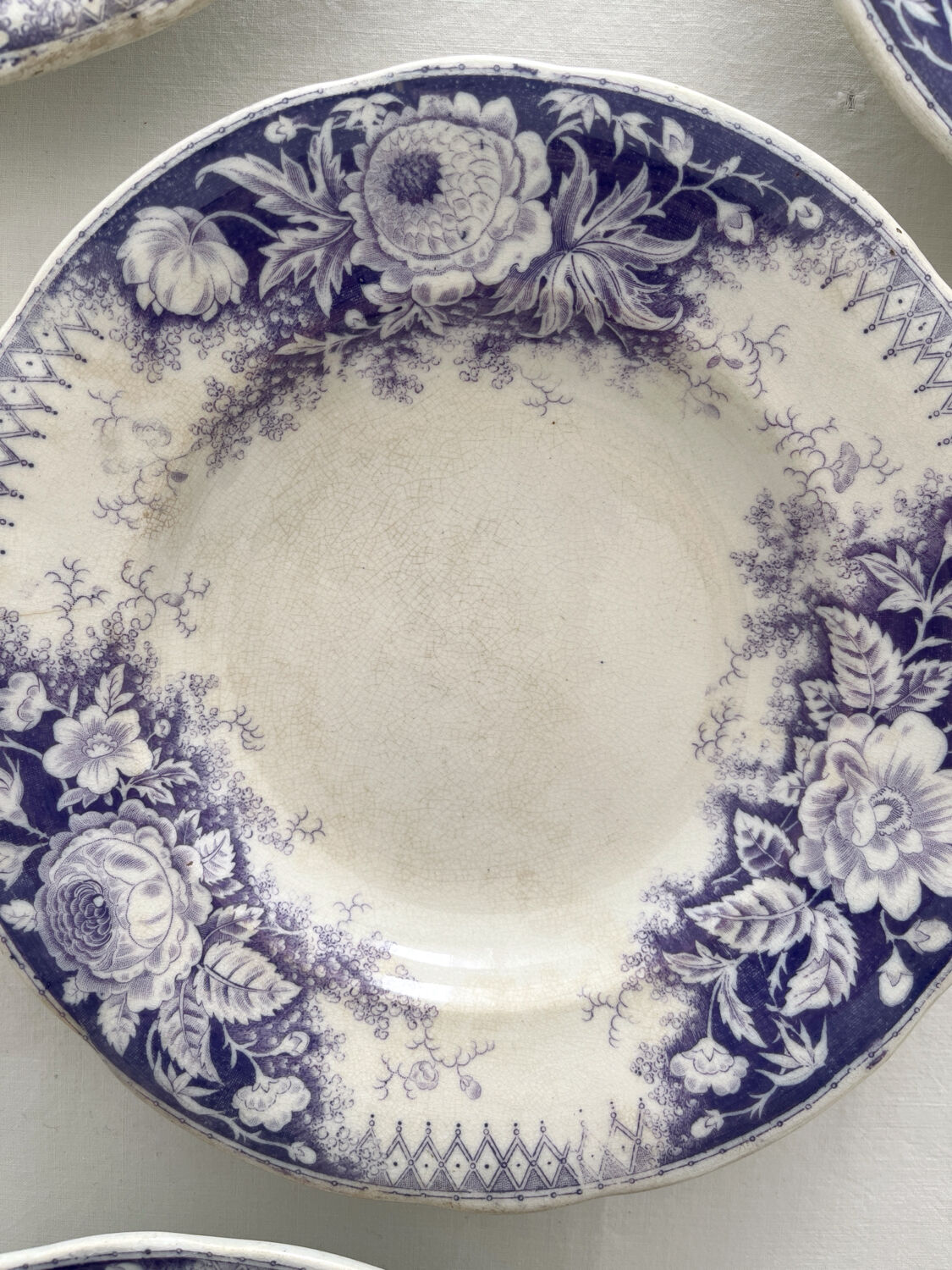 4 Sarreguemines "Jardinière" ironstone soup plates