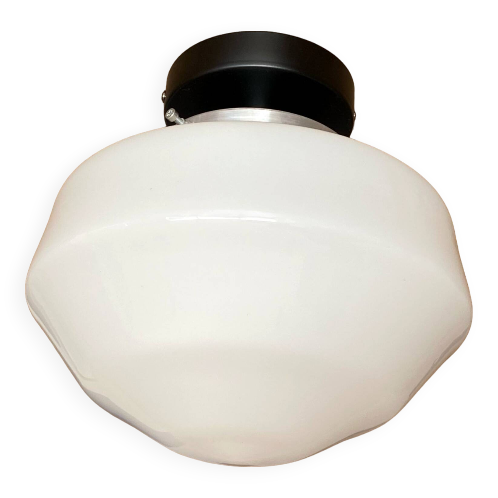 Applique plafonnier rond en verre opaline blanc 1950 1960 vintage LAMP-7272