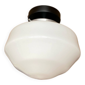 Round ceiling light in white opaline glass 1950 1960 vintage LAMP-7272