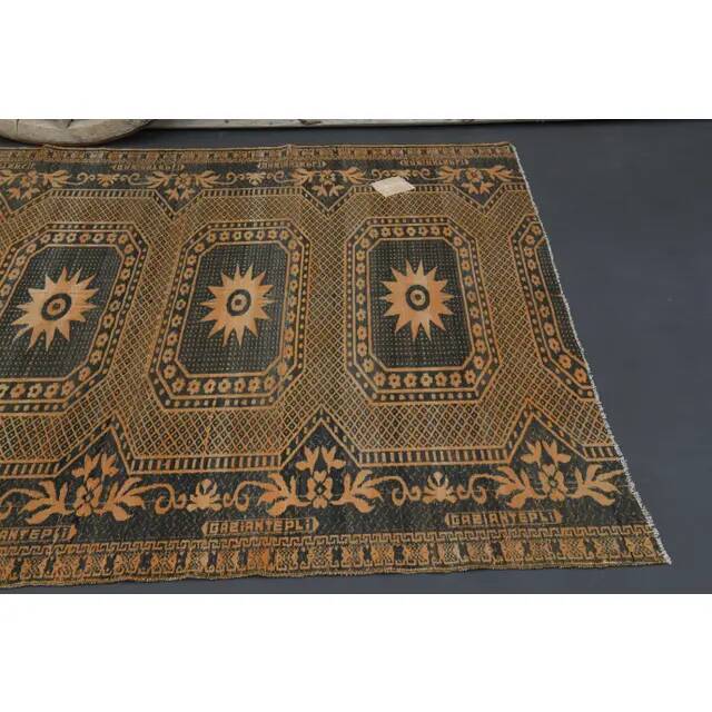 1970s Vintage Turkish Oushak Handmade Wool Cotton Orange Area Rug 170x340