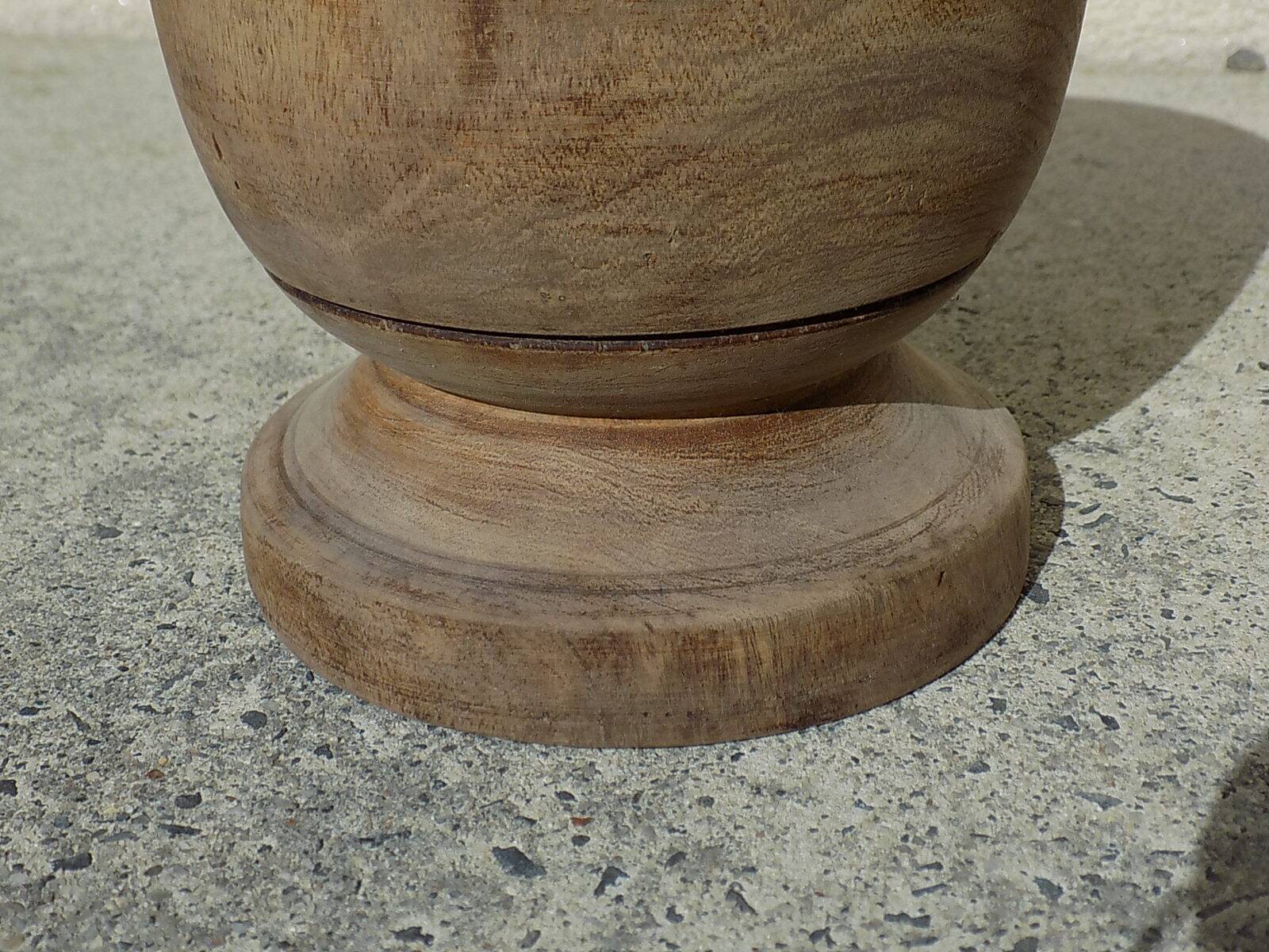 Turned solid wood plant pot