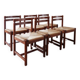 6 chaises paillées