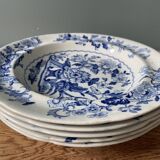 Set of 5 hollow plates and 1 flat plate John and William Ridgway, Opaque China, Dresden 1830