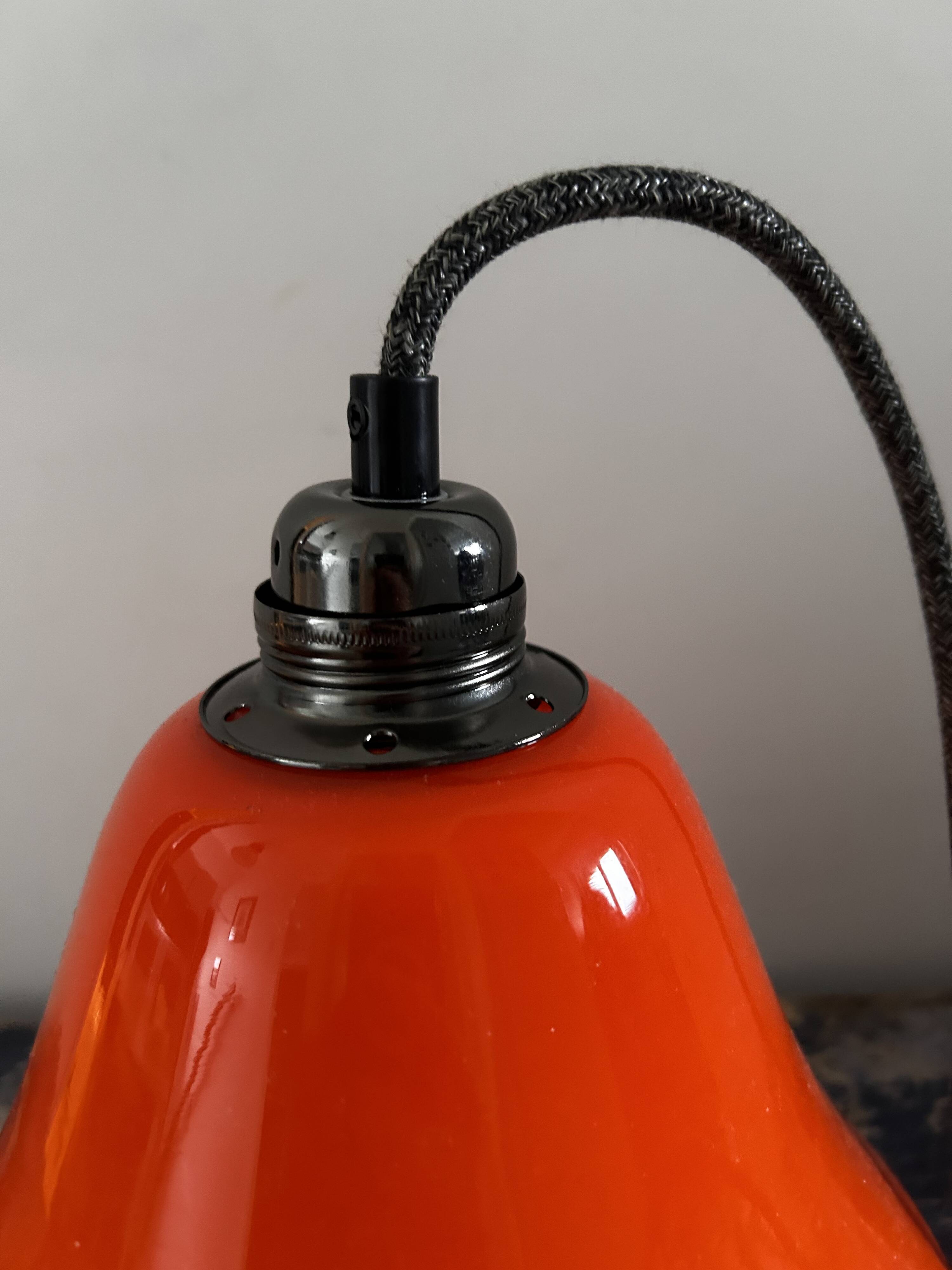 Vintage pendant light in orange opaline