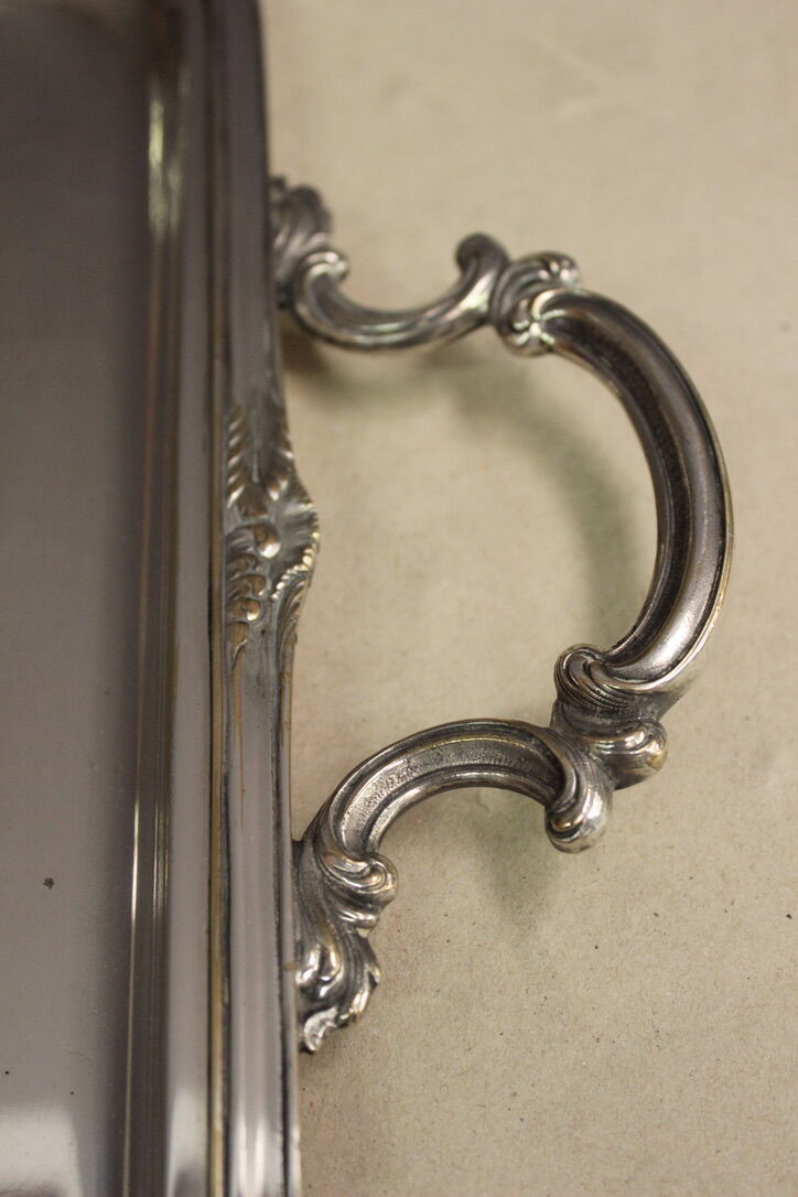 Louis XV style service tray in silver metal around 1900