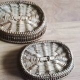 Two small vintage openwork wicker baskets