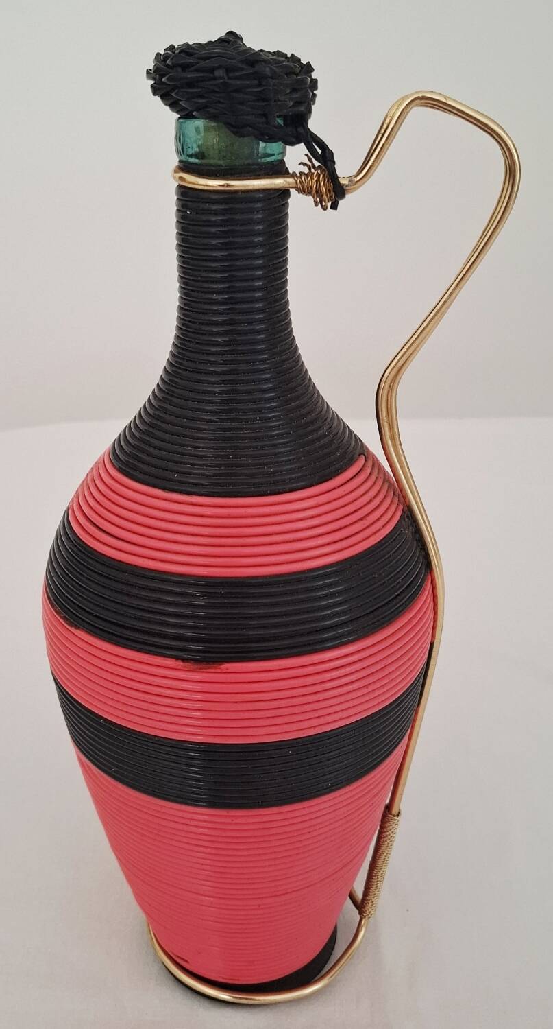 Vintage black and fushia scoubidou bottle