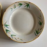 Set of 7 Sarreguemines Bamboo plates 1880 iron earth