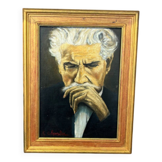 Peinture portrait docteur a.schweitzer