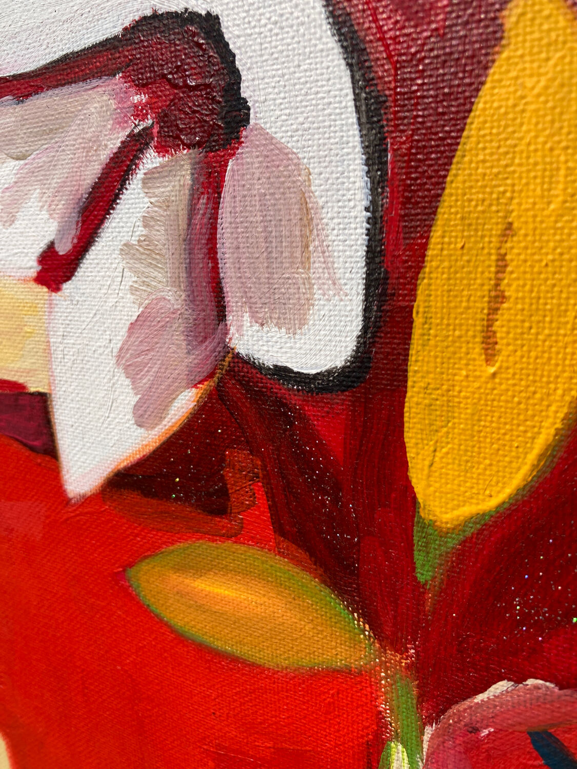 Contemporary painting bouquet of flowers oil on canvas still life
